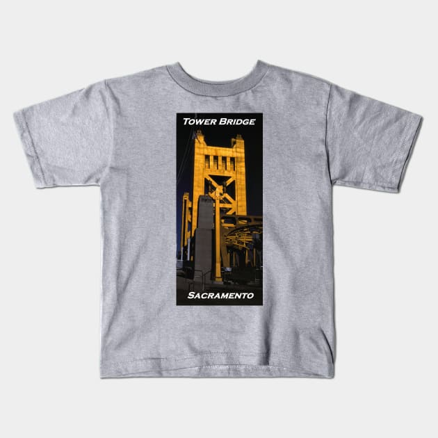 Tower Bridge, Sacramento Kids T-Shirt by rodneyj46